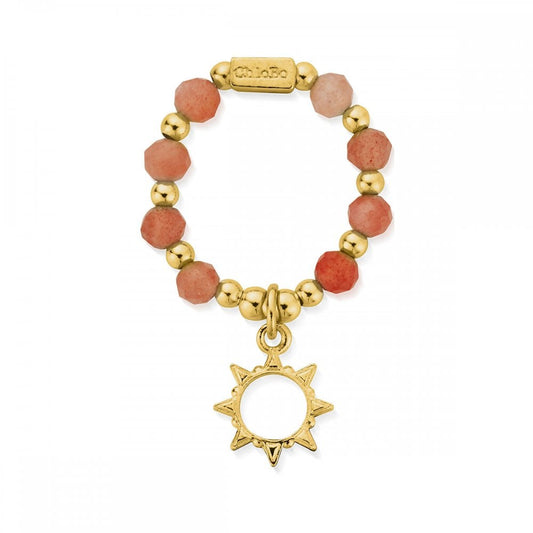 Yellow Gold Hollow Sun ChloBo Ring