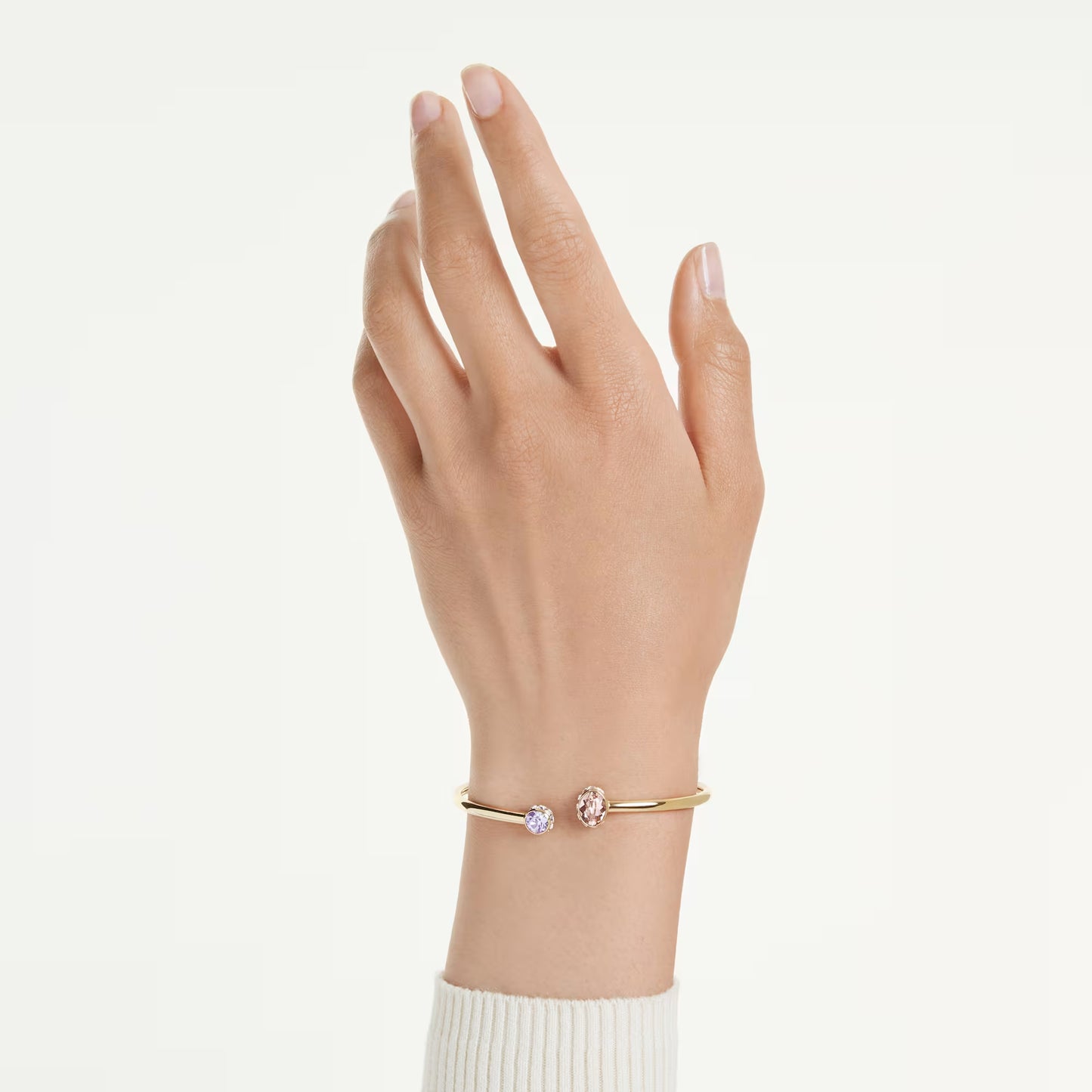 Chroma bangle, Mixed cuts, Multicoloured, Gold-tone plated