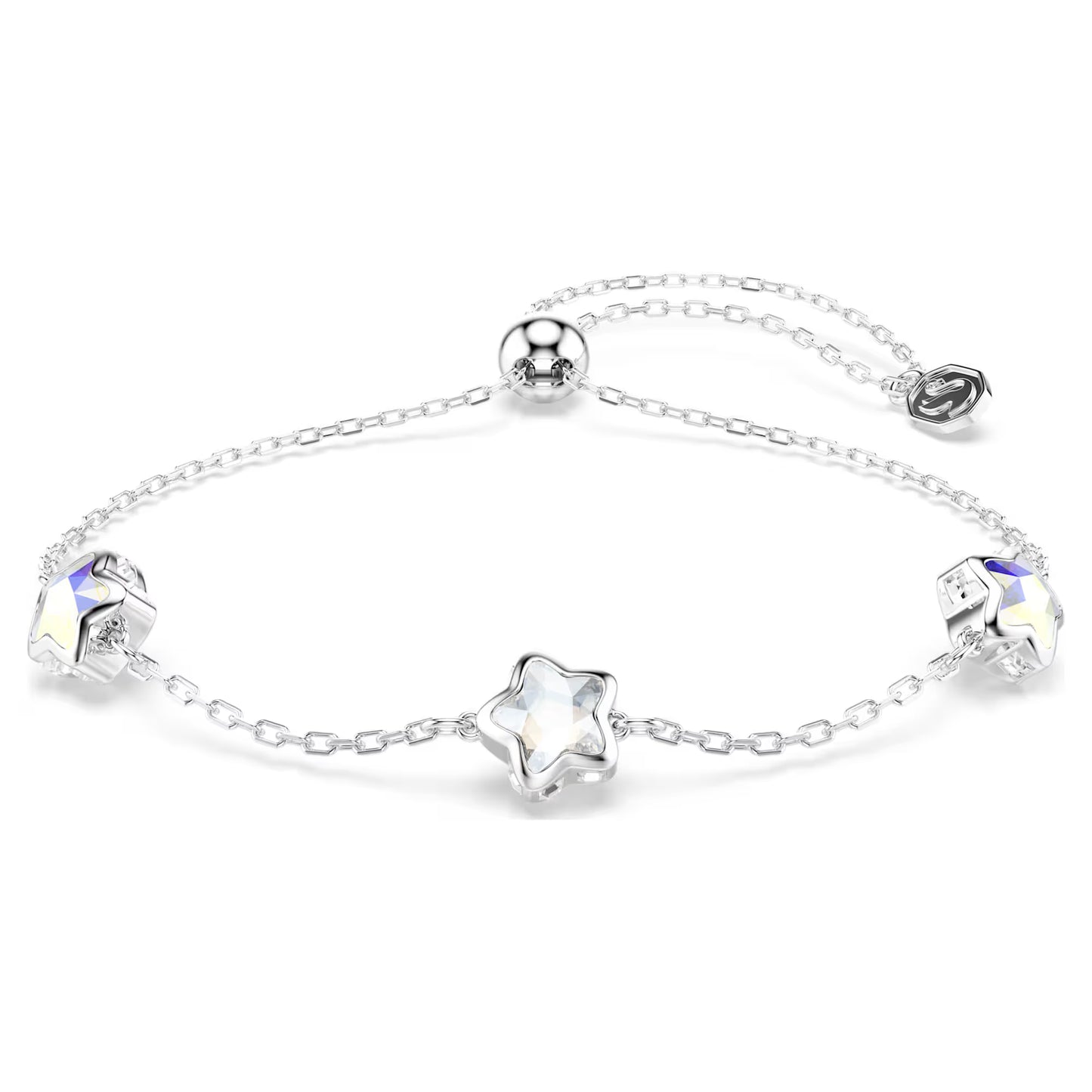 Chroma bracelet, Star, White, Rhodium plated