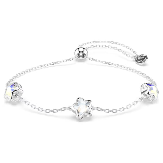 Chroma bracelet, Star, White, Rhodium plated