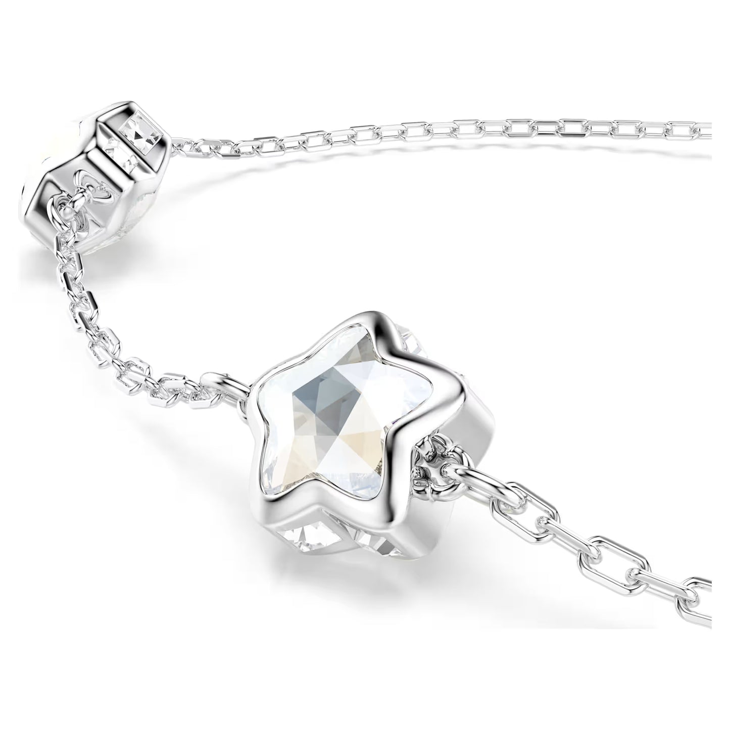 Chroma bracelet, Star, White, Rhodium plated