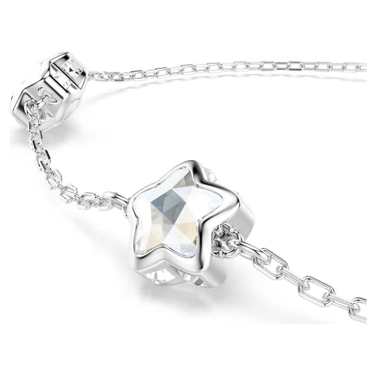 Chroma bracelet, Star, White, Rhodium plated