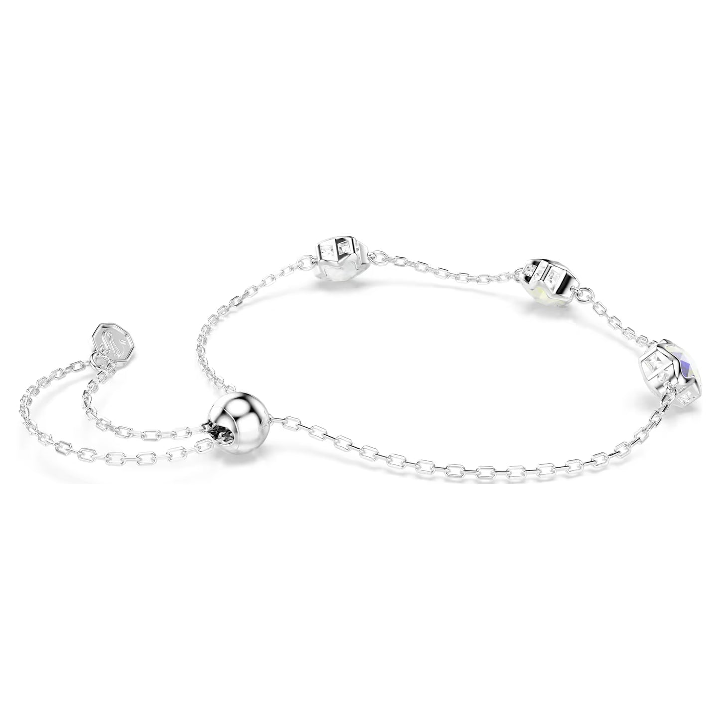 Chroma bracelet, Star, White, Rhodium plated