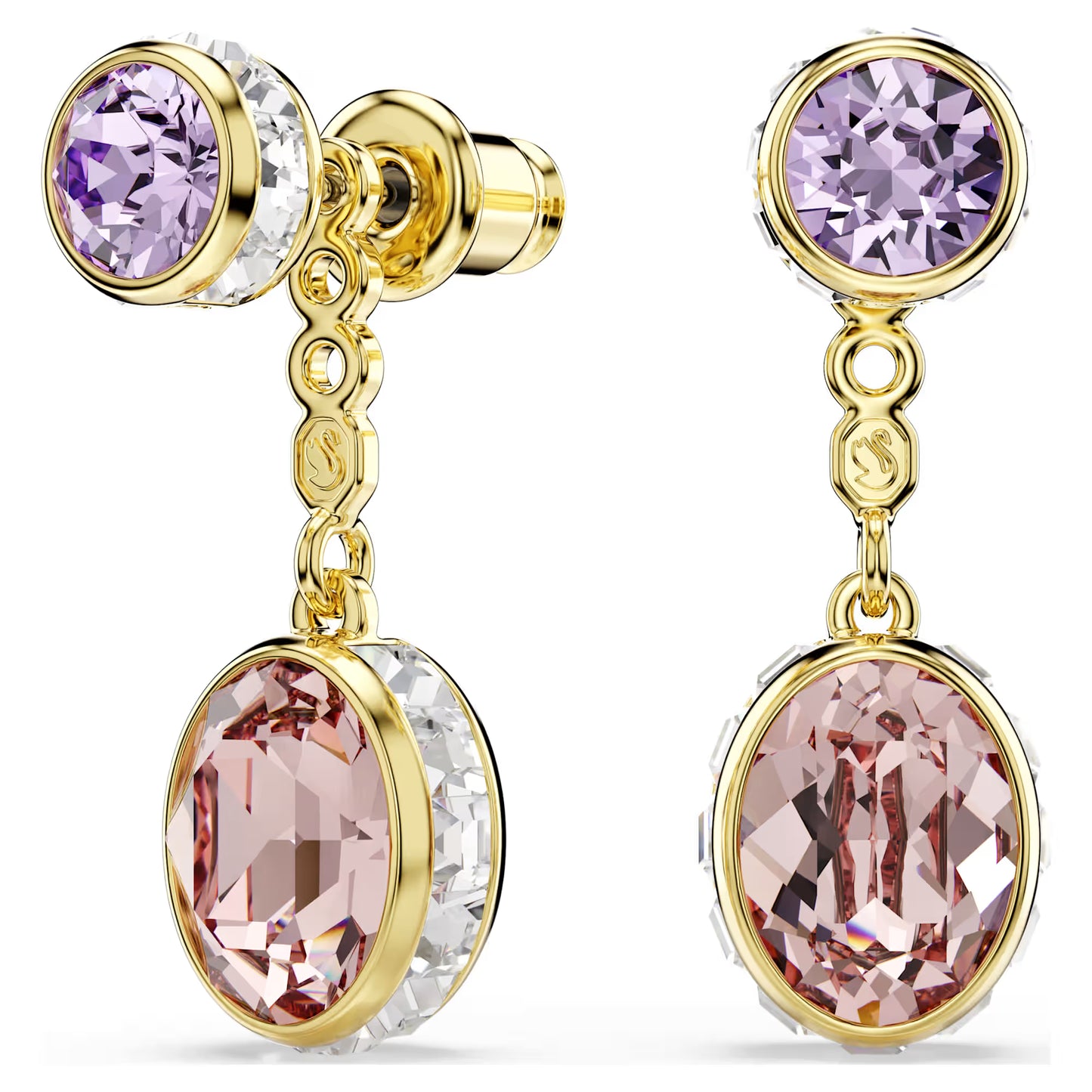 Chroma drop earrings, Mixed cuts, Multicoloured, Gold-tone plated
