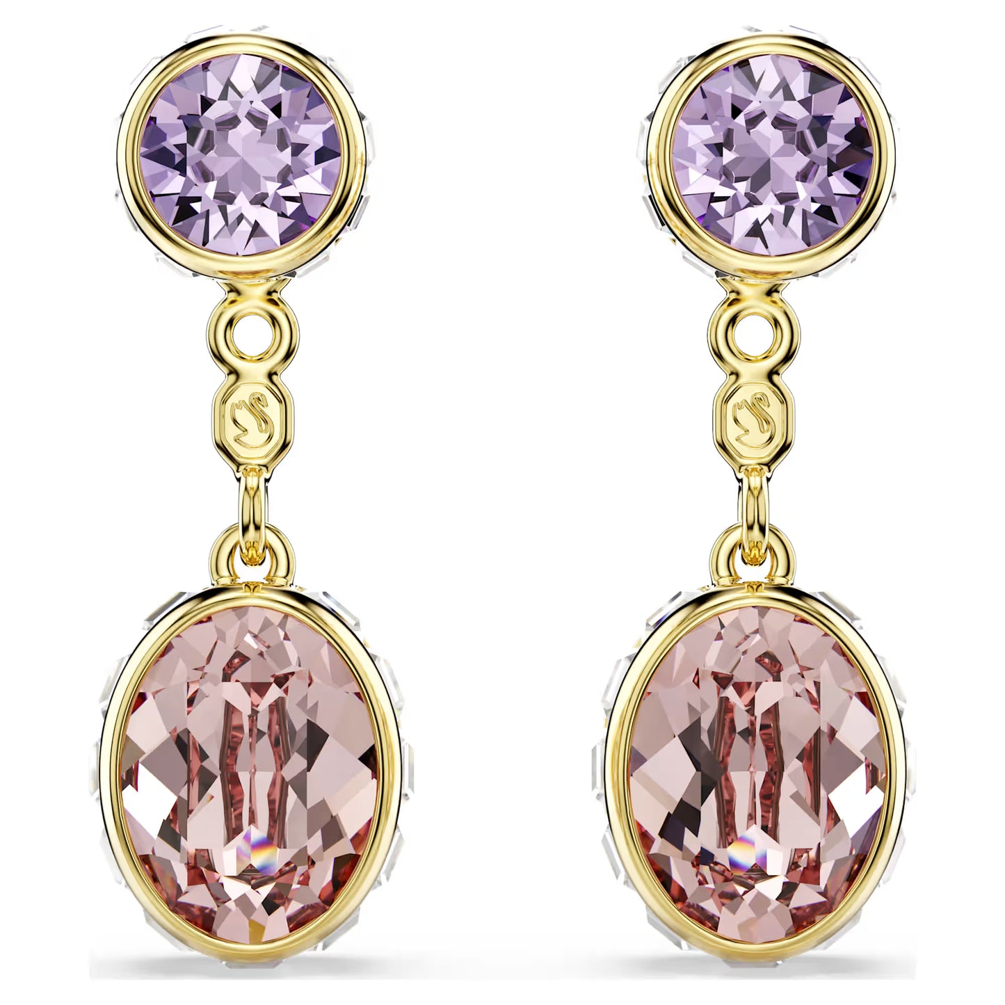 Chroma drop earrings, Mixed cuts, Multicoloured, Gold-tone plated