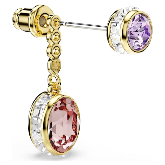 Chroma drop earrings, Mixed cuts, Multicoloured, Gold-tone plated