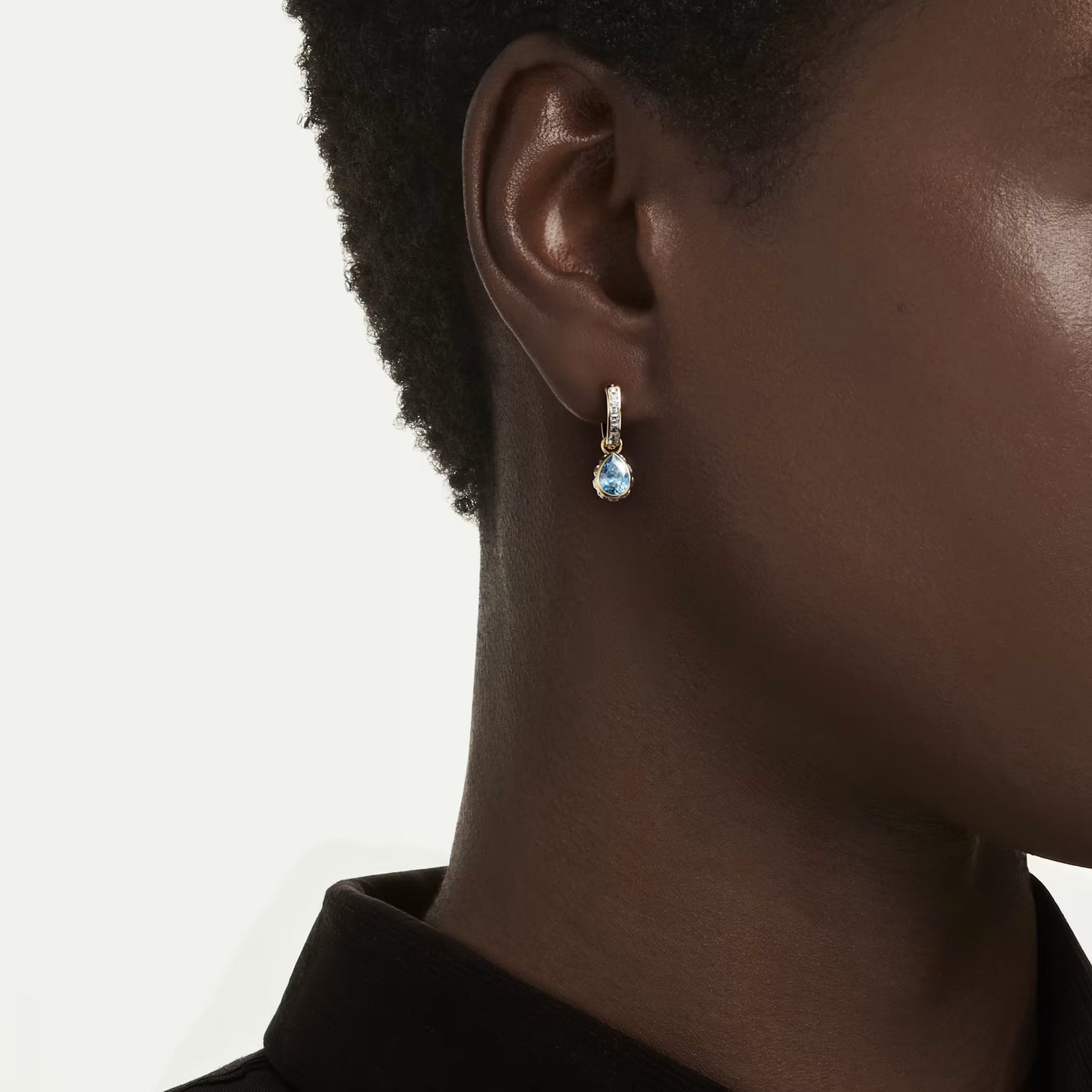 Chroma drop earrings Pear cut, Blue, 18K gold finish