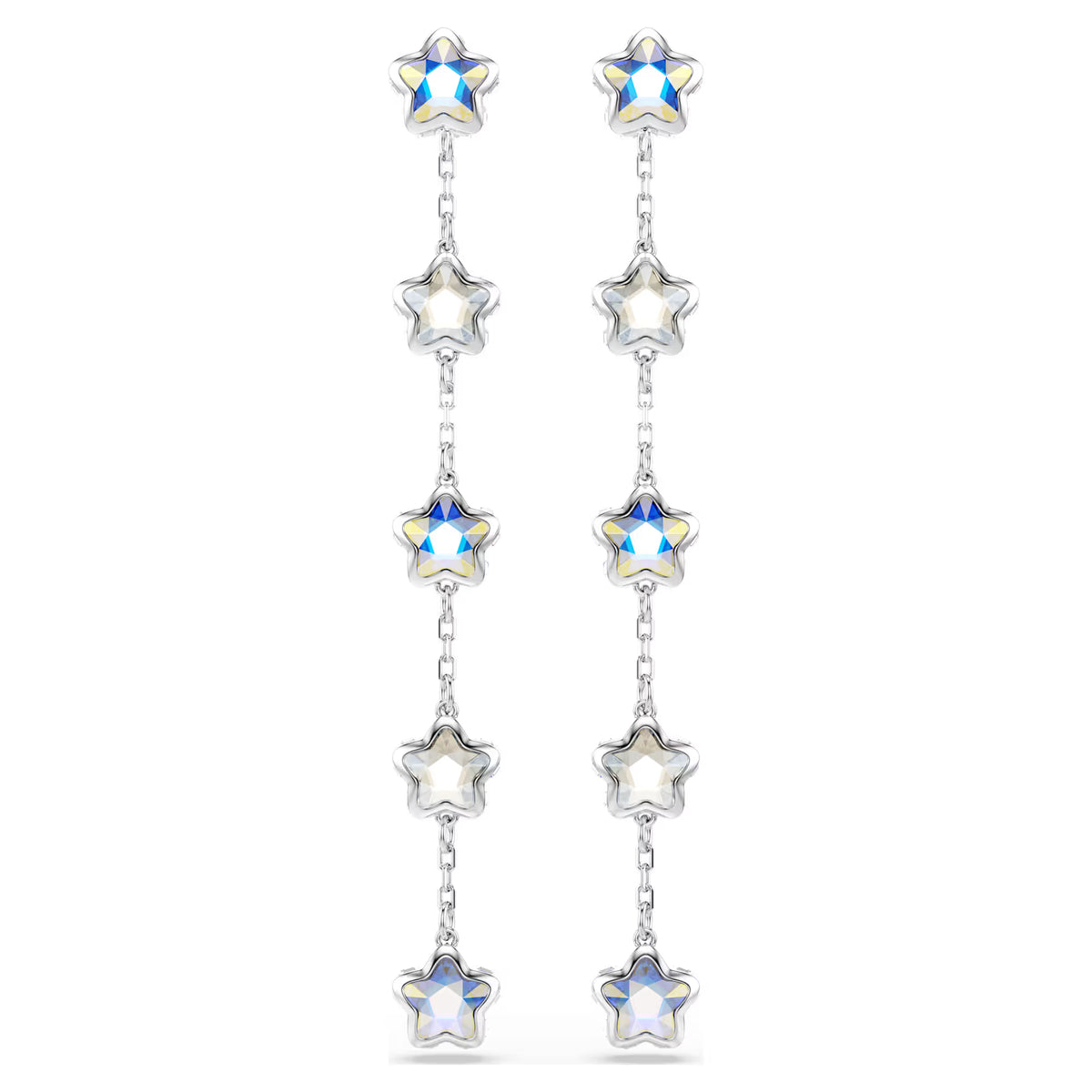 Chroma earrings, Mixed cuts, Star, White, Rhodium plated