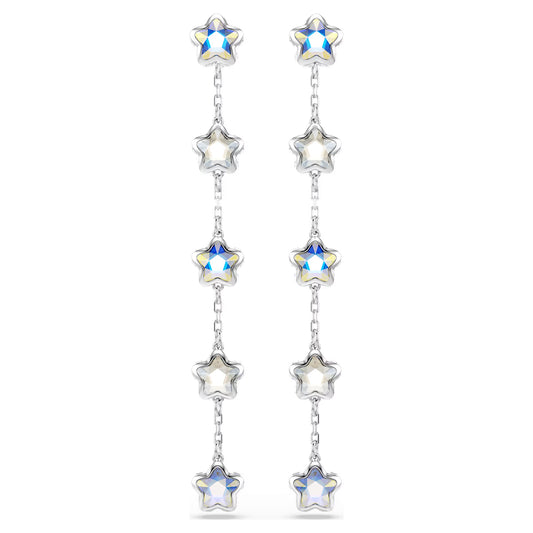 Chroma earrings, Mixed cuts, Star, White, Rhodium plated