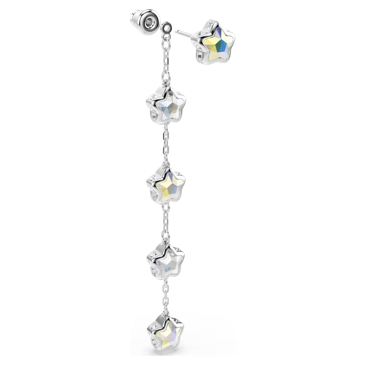Chroma earrings, Mixed cuts, Star, White, Rhodium plated