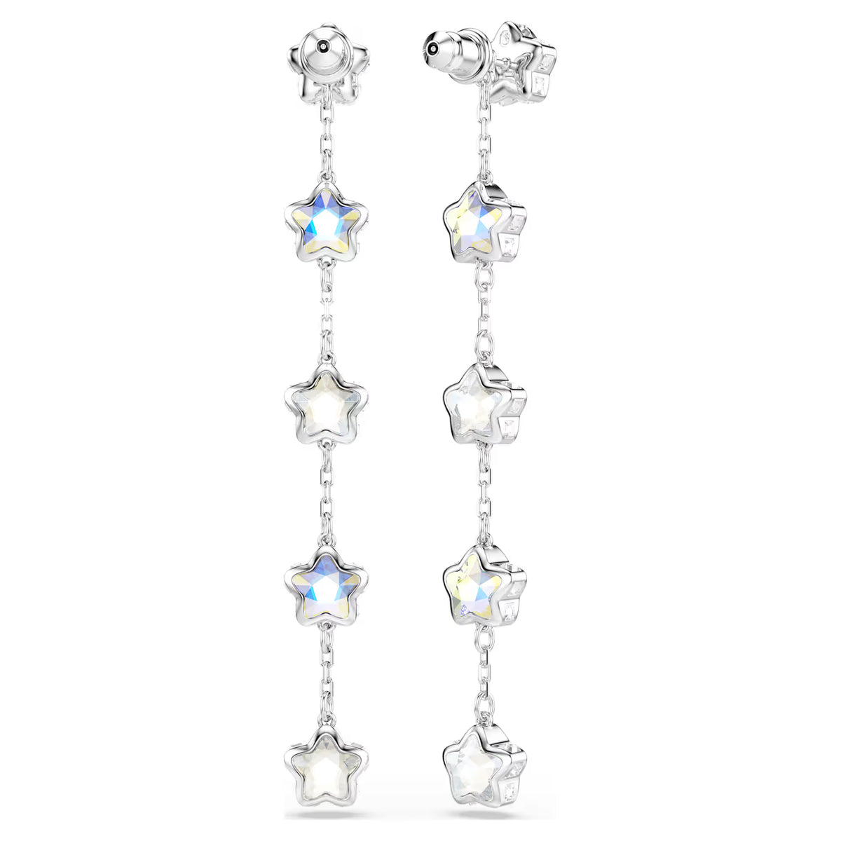Chroma earrings, Mixed cuts, Star, White, Rhodium plated