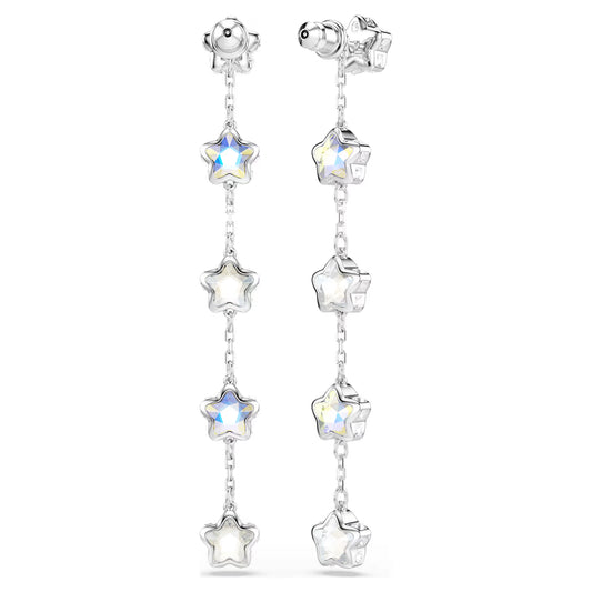 Chroma earrings, Mixed cuts, Star, White, Rhodium plated