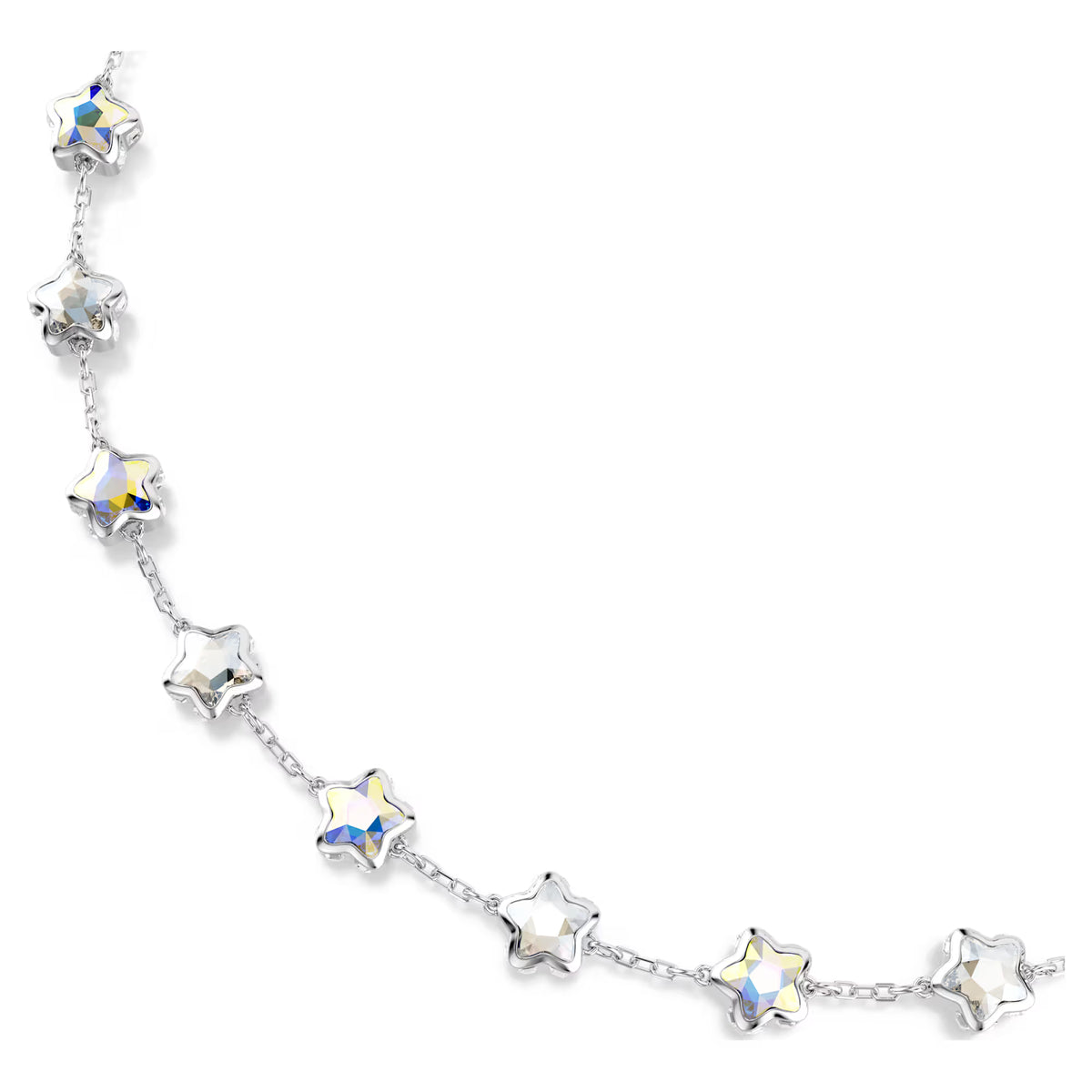 Chroma necklace, Mixed cuts, Star, White, Rhodium plated