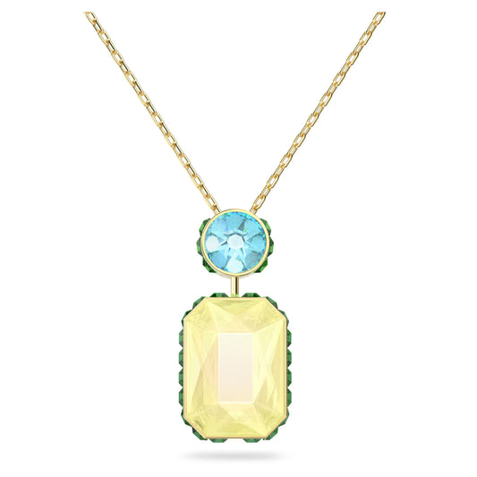 Chroma necklace, Octagon cut, Multicoloured, Gold-tone plated