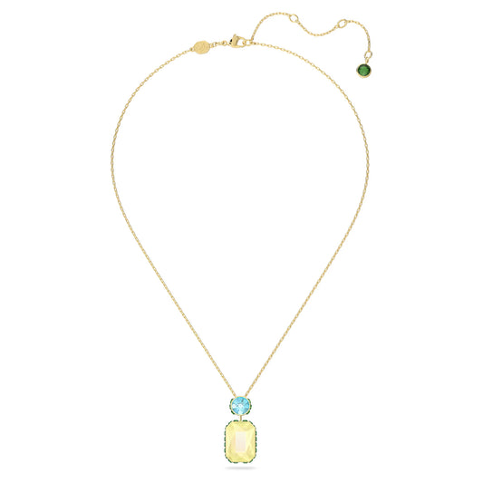 Chroma necklace, Octagon cut, Multicoloured, Gold-tone plated