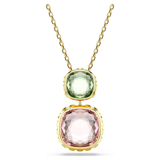 Chroma pendant, Cushion cut, Gold-tone plated