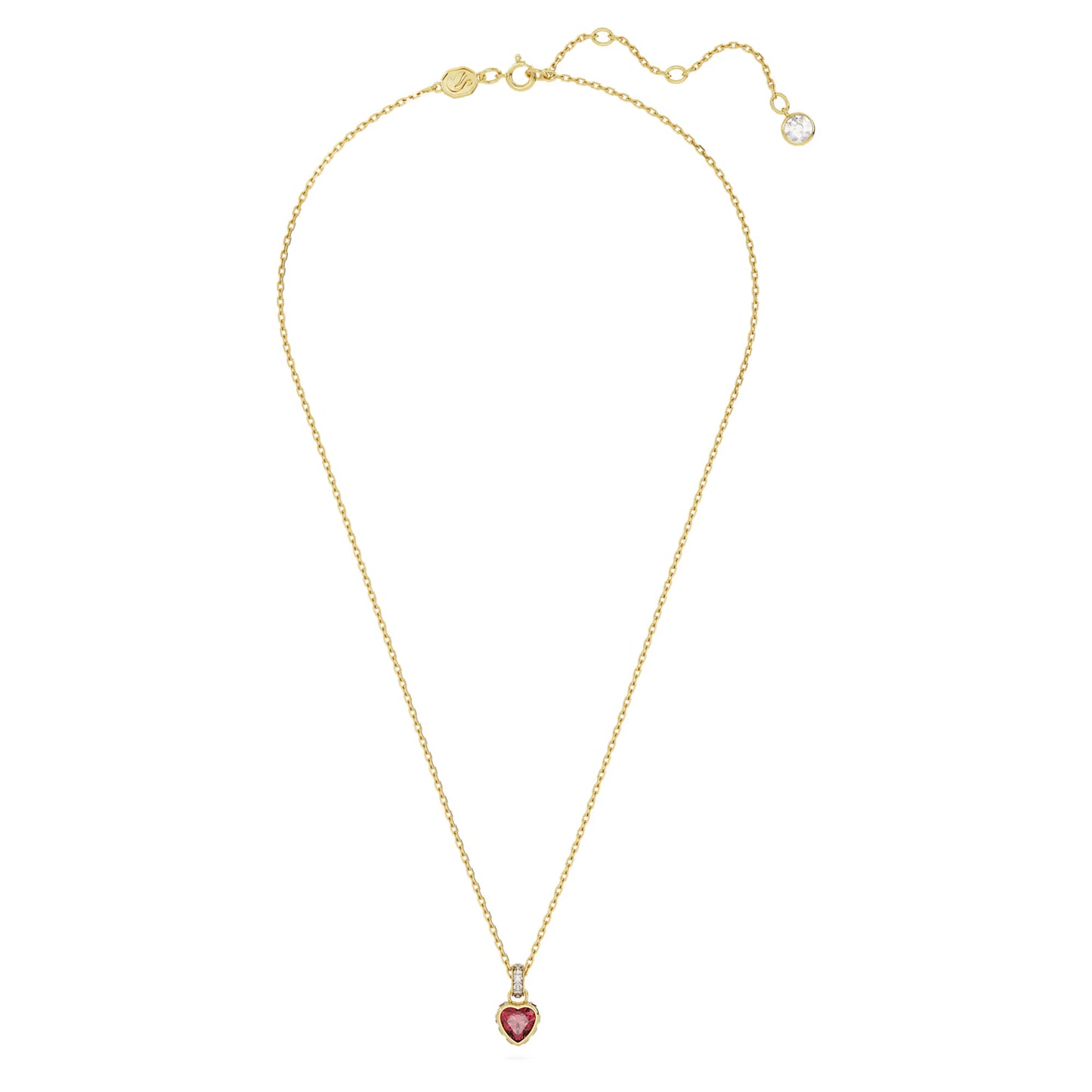 Chroma pendant, Heart, Red, Gold-tone plated