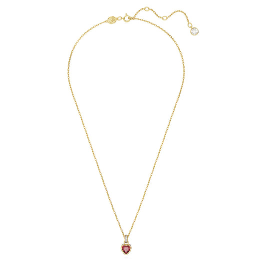 Chroma pendant, Heart, Red, Gold-tone plated