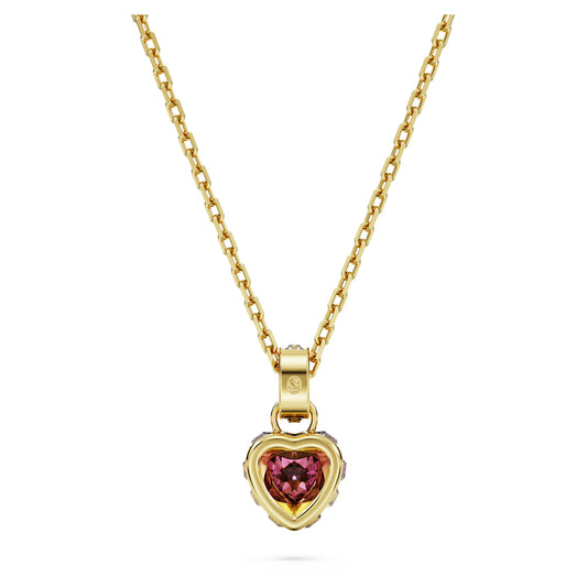 Chroma pendant, Heart, Red, Gold-tone plated