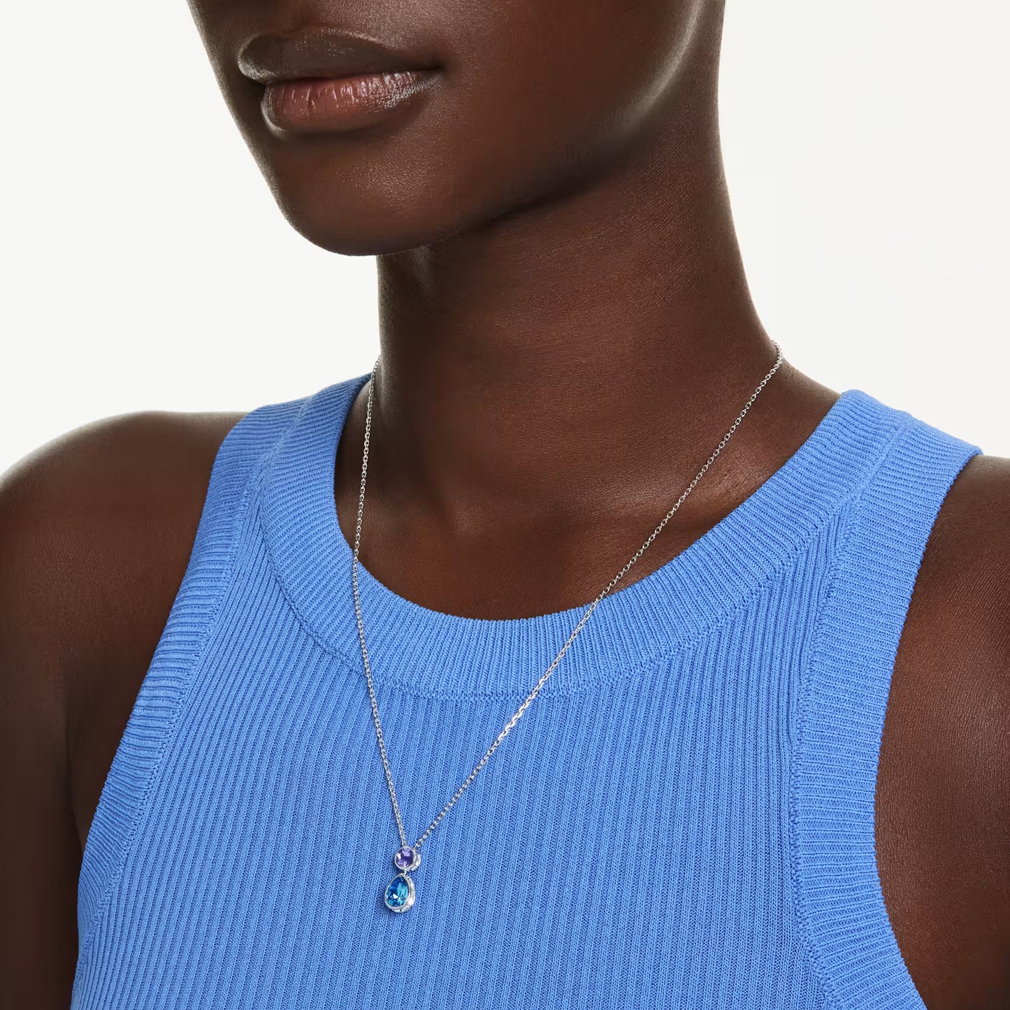 Chroma pendant, Mixed cuts, Multicoloured, Rhodium plated
