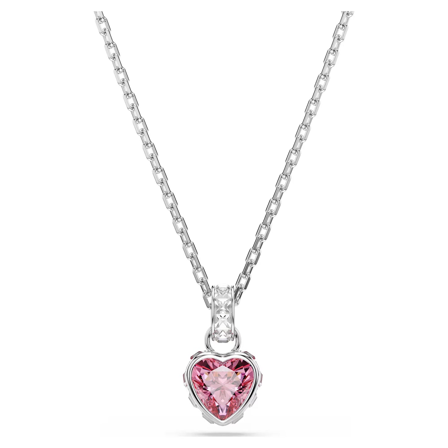 Chroma pendant Mixed cuts, Pink, Rhodium plated