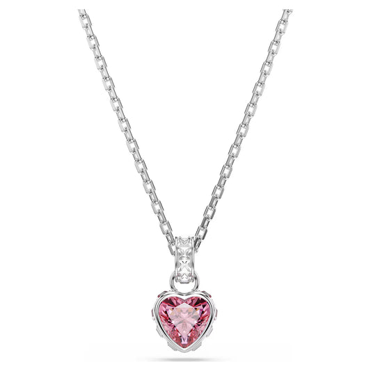 Chroma pendant Mixed cuts, Pink, Rhodium plated