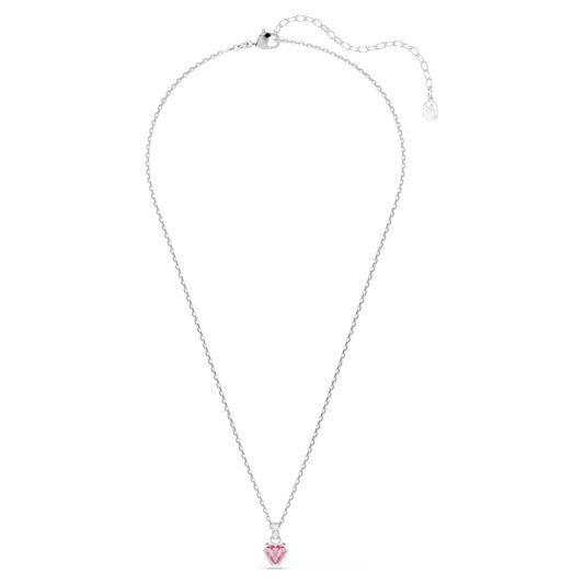 Chroma pendant Mixed cuts, Pink, Rhodium plated