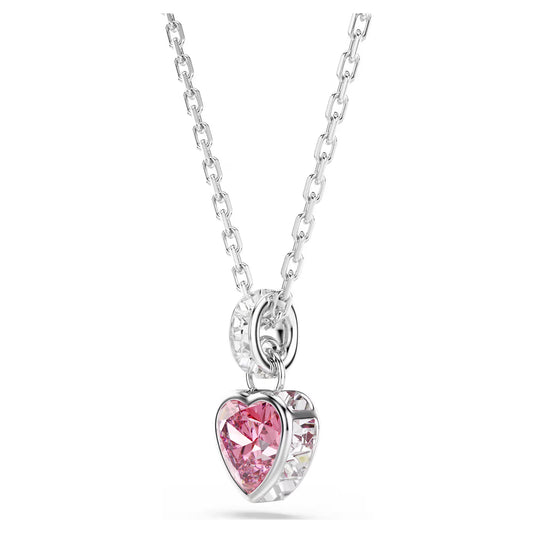 Chroma pendant Mixed cuts, Pink, Rhodium plated