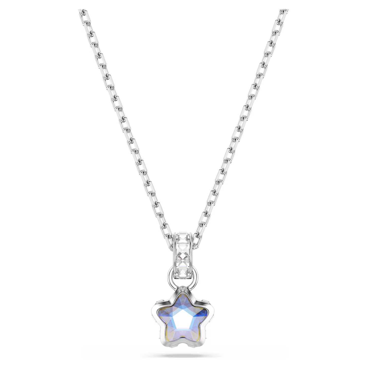 Chroma pendant, Mixed cuts, Star, White, Rhodium plated