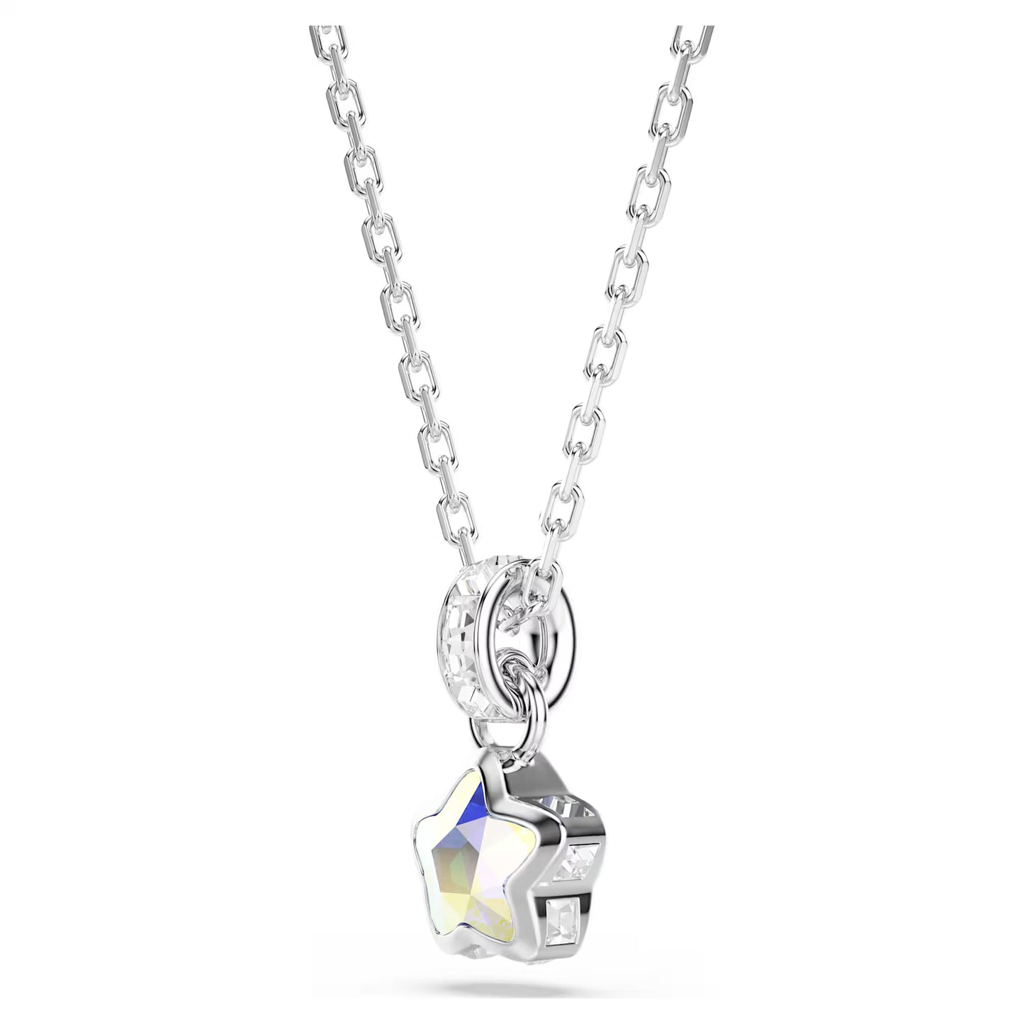 Chroma pendant, Mixed cuts, Star, White, Rhodium plated