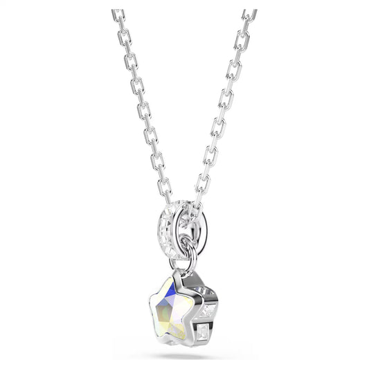Chroma pendant, Mixed cuts, Star, White, Rhodium plated