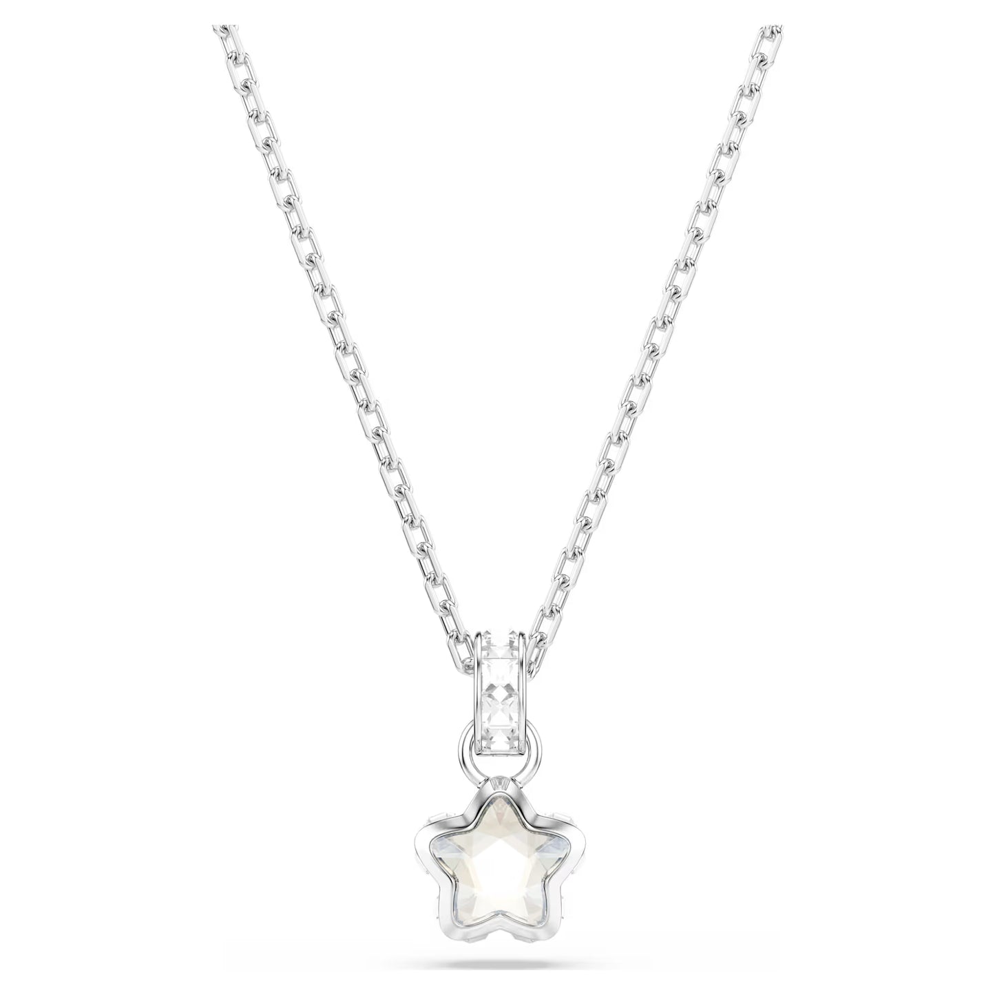 Chroma pendant, Mixed cuts, Star, White, Rhodium plated