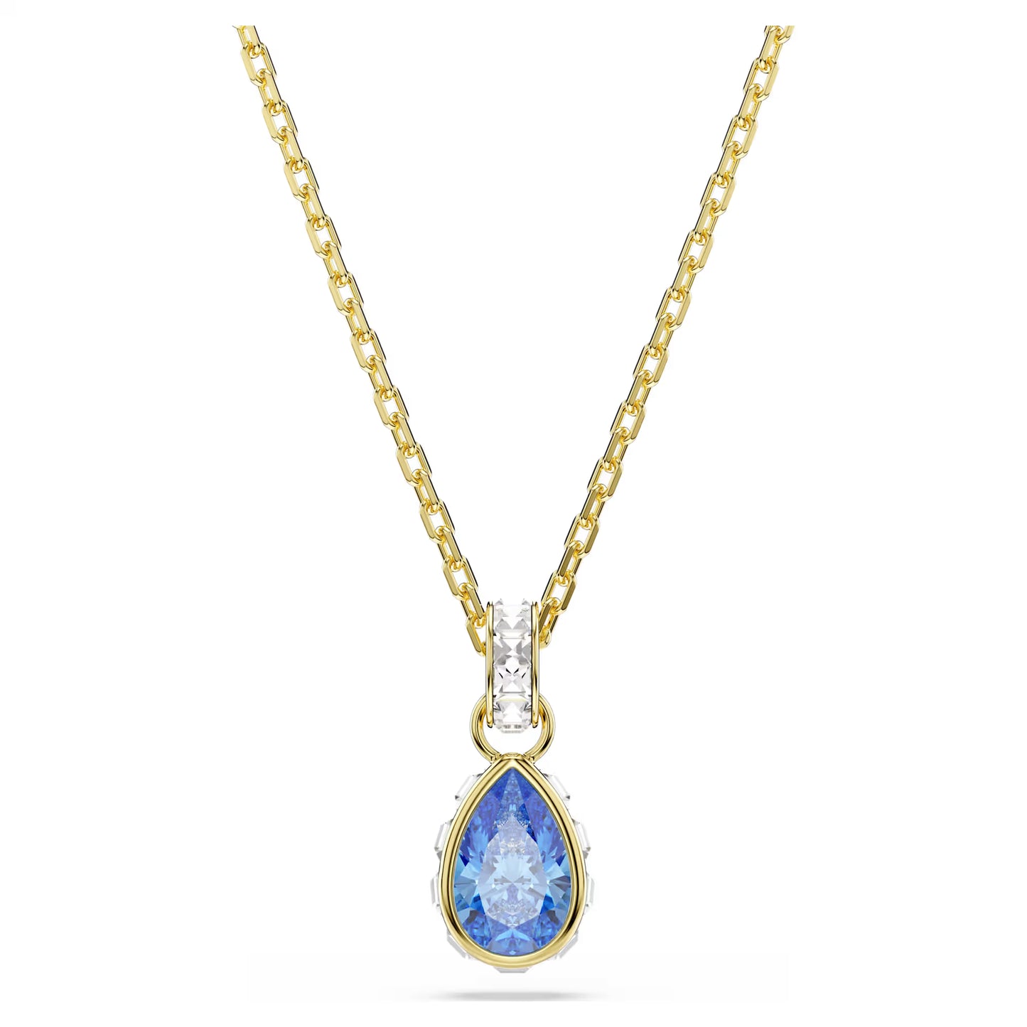 Chroma pendant, Pear cut, Blue, 18K gold finish