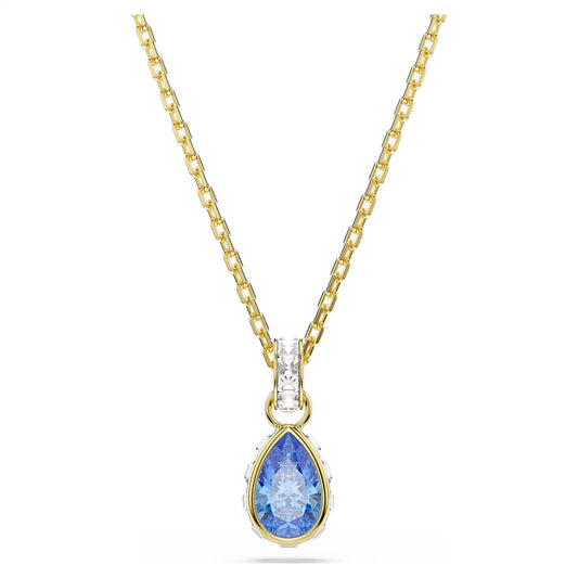Chroma pendant, Pear cut, Blue, 18K gold finish