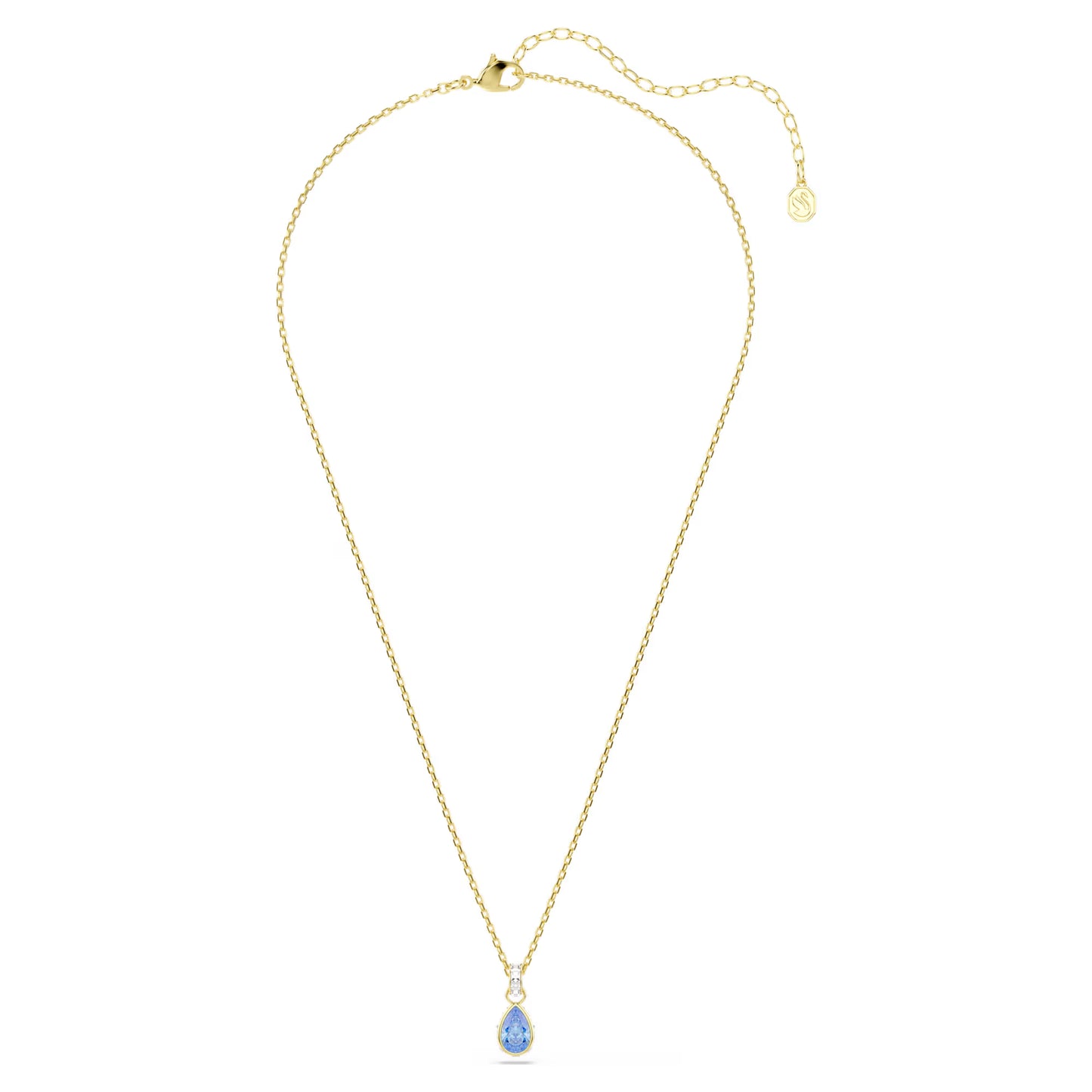 Chroma pendant, Pear cut, Blue, 18K gold finish