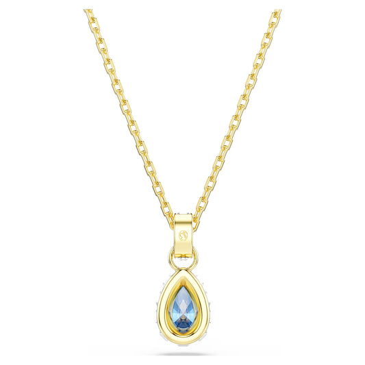 Chroma pendant, Pear cut, Blue, 18K gold finish