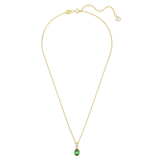 Chroma pendant, Pear cut, Green, Gold-tone plated