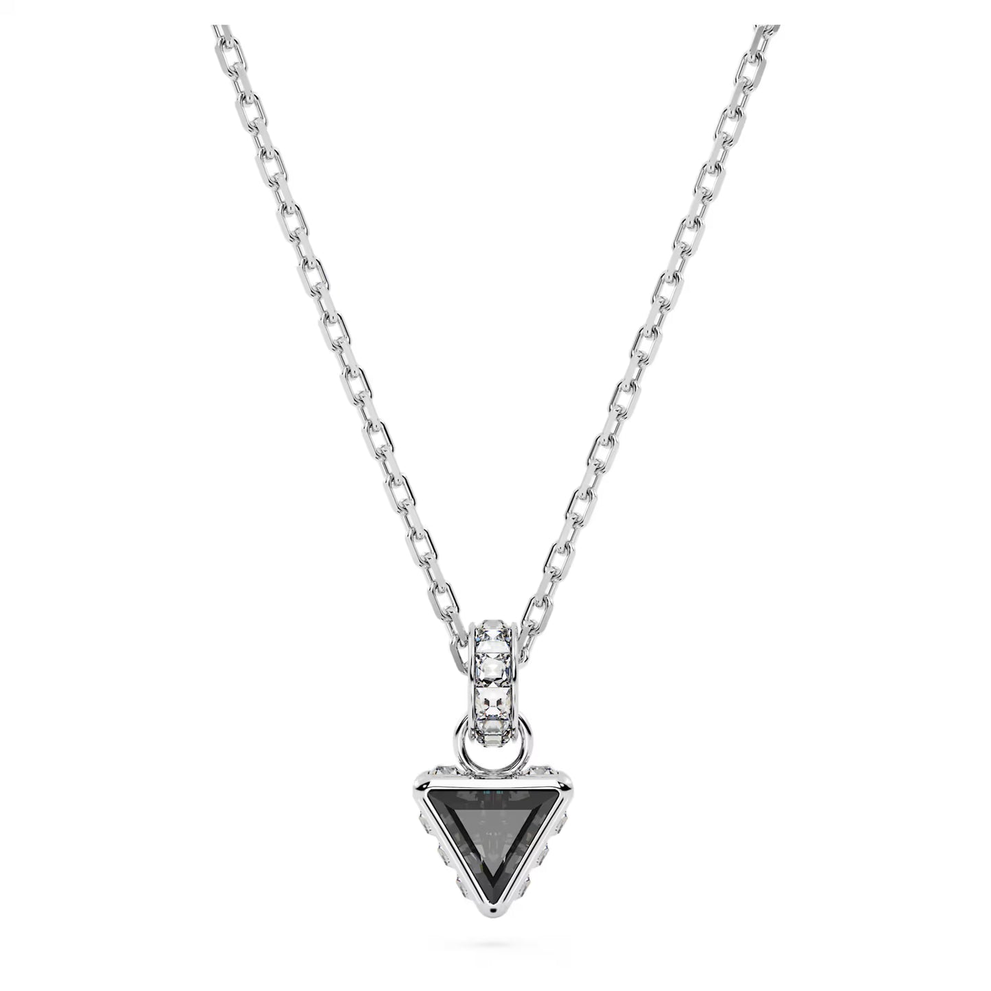Chroma pendant, Triangle cut, Grey, Rhodium plated