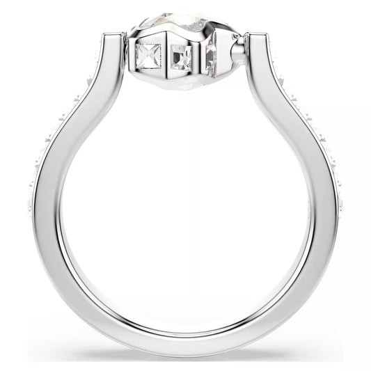 Chroma ring, Mixed cuts, Star, White, Rhodium plated