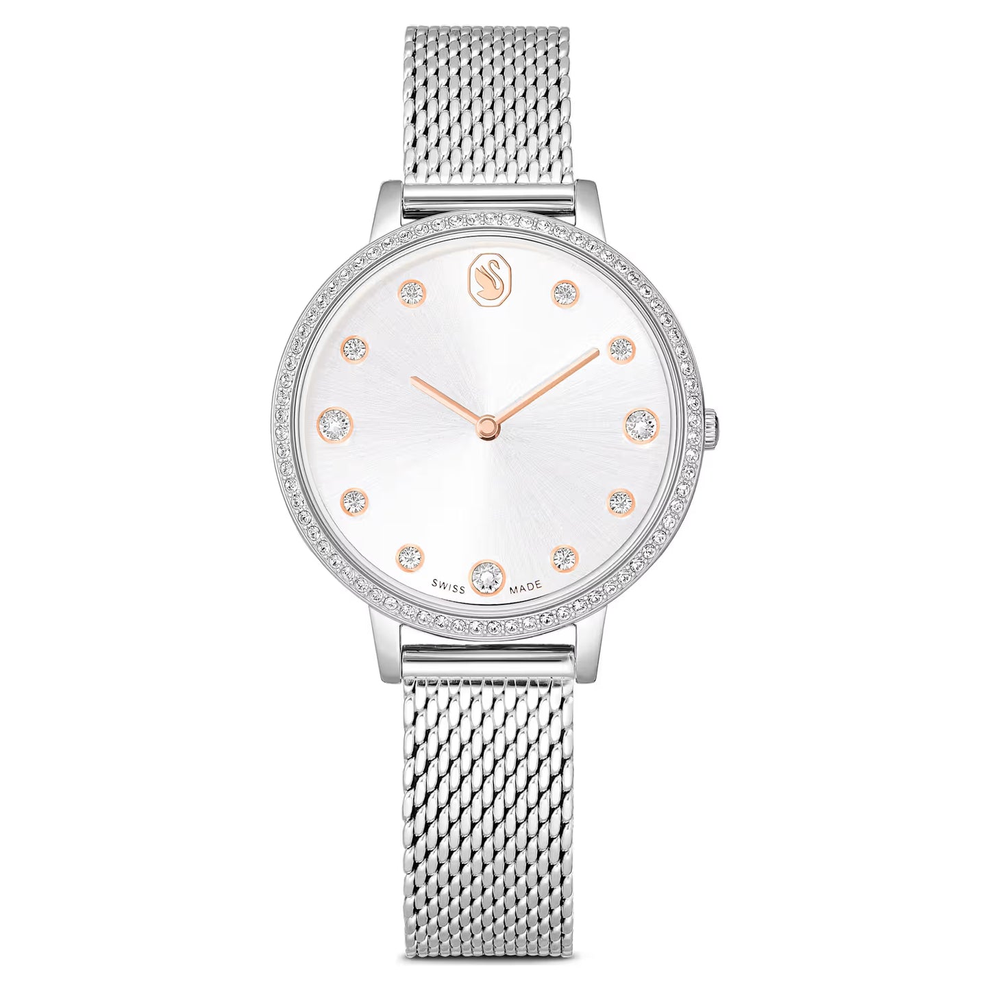 Clarica watch, Swiss Made, Metal bracelet, Silver tone, Stainless steel