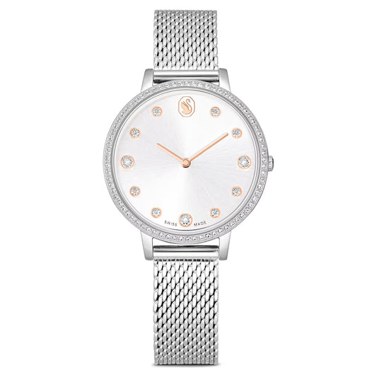 Clarica watch, Swiss Made, Metal bracelet, Silver tone, Stainless steel