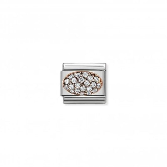 Classic Rounded Zirconia Rose Gold Dome White Link