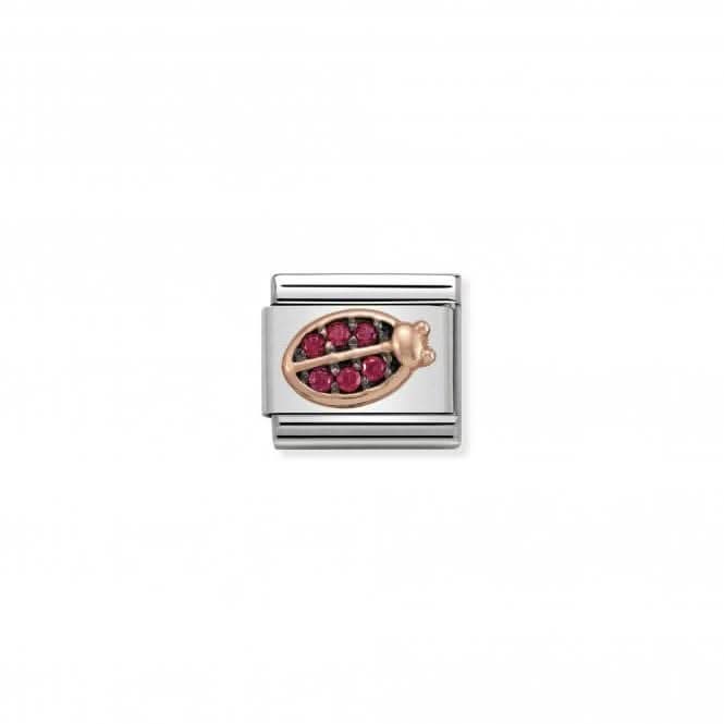 Rose Gold & Red CZ Ladybug Charm