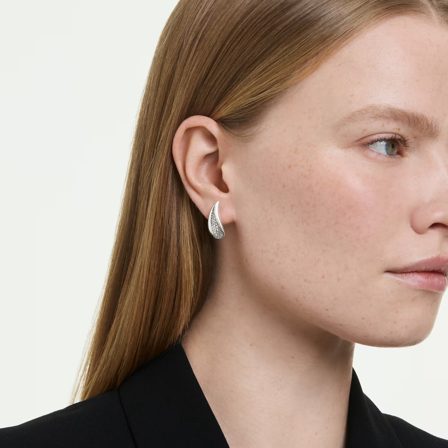 Classica drop earrings, Round cut, White, Sterling silver