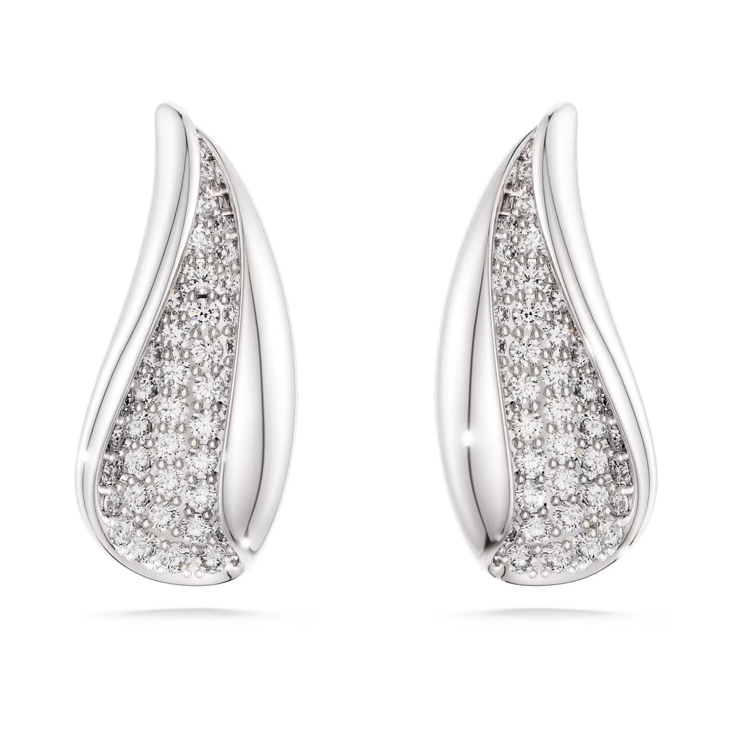 Classica drop earrings, Round cut, White, Sterling silver