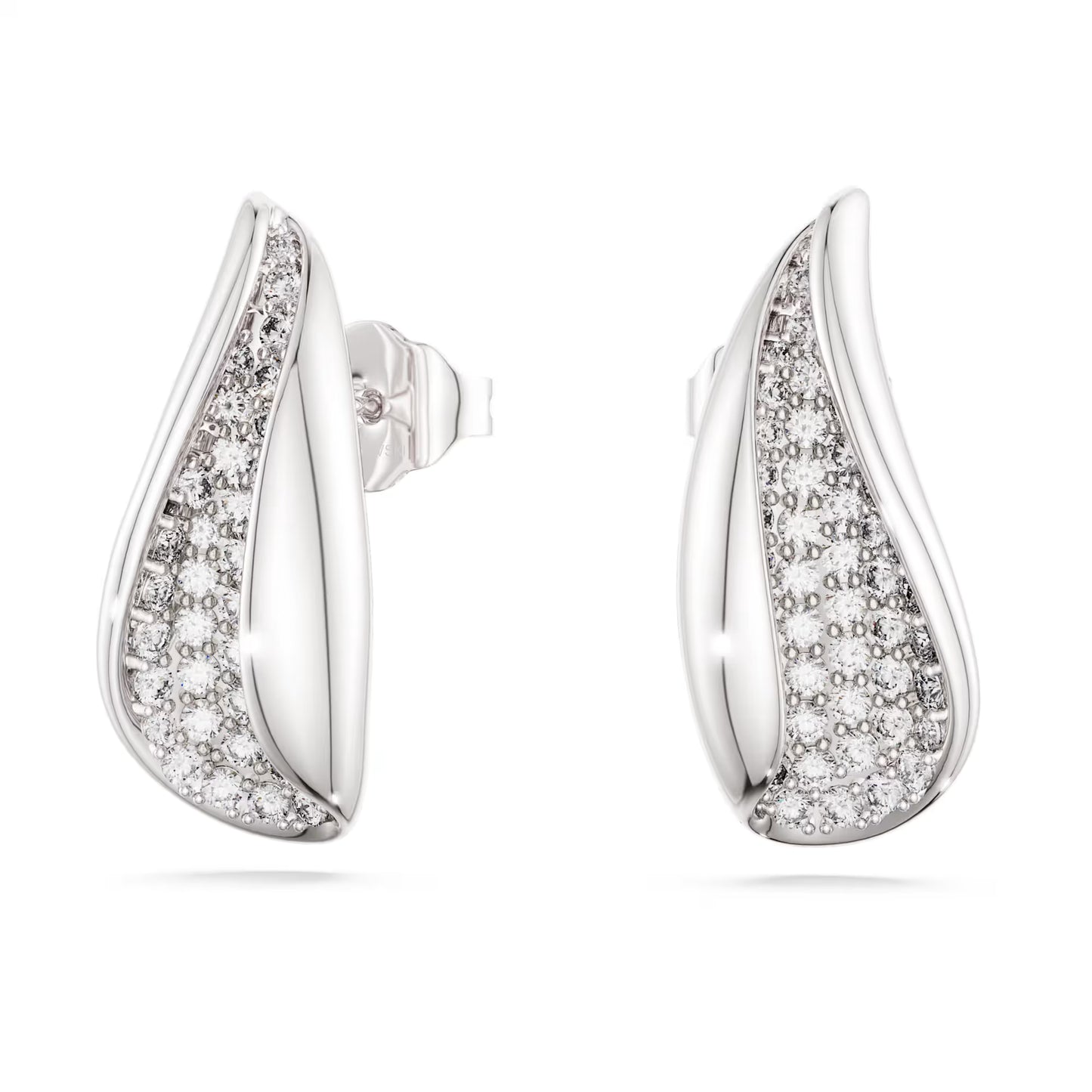 Classica drop earrings, Round cut, White, Sterling silver