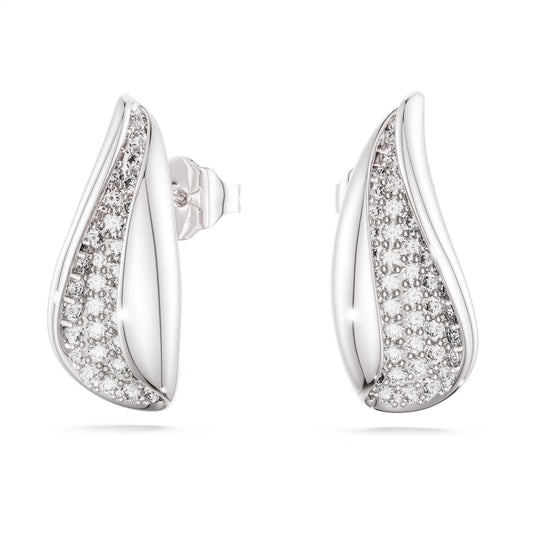 Classica drop earrings, Round cut, White, Sterling silver