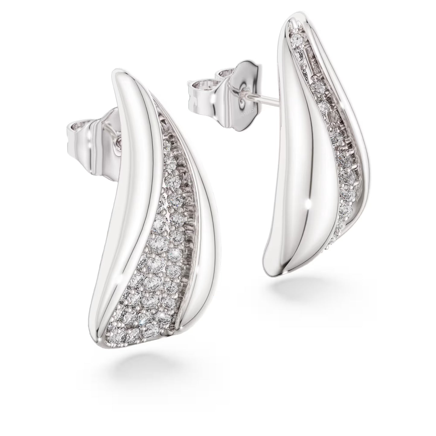 Classica drop earrings, Round cut, White, Sterling silver