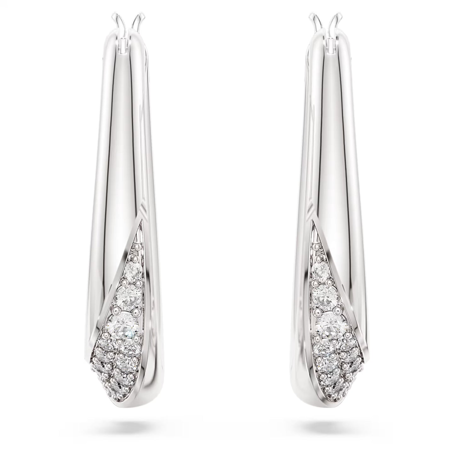 Classica hoop earrings, Round cut, Small, White, Sterling silver