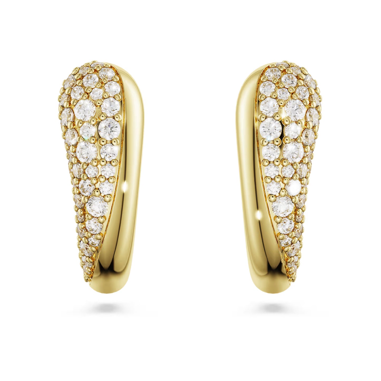Classica hoop earrings, Round cut, White, Sterling silver, 18K gold finish